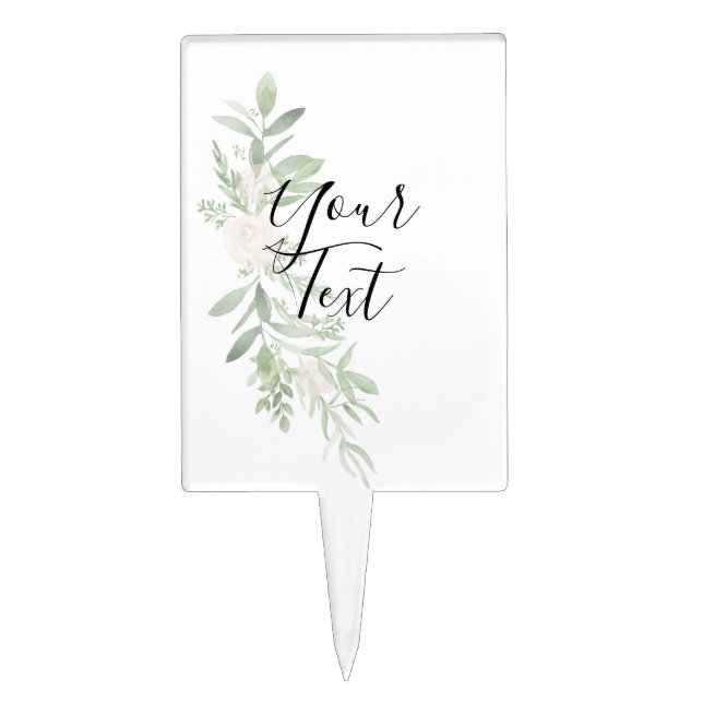 Personalized Watercolor Floral Cake Topper (Front)