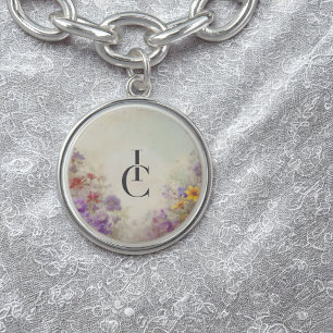Personalized Watercolor Floral Charm Bracelet