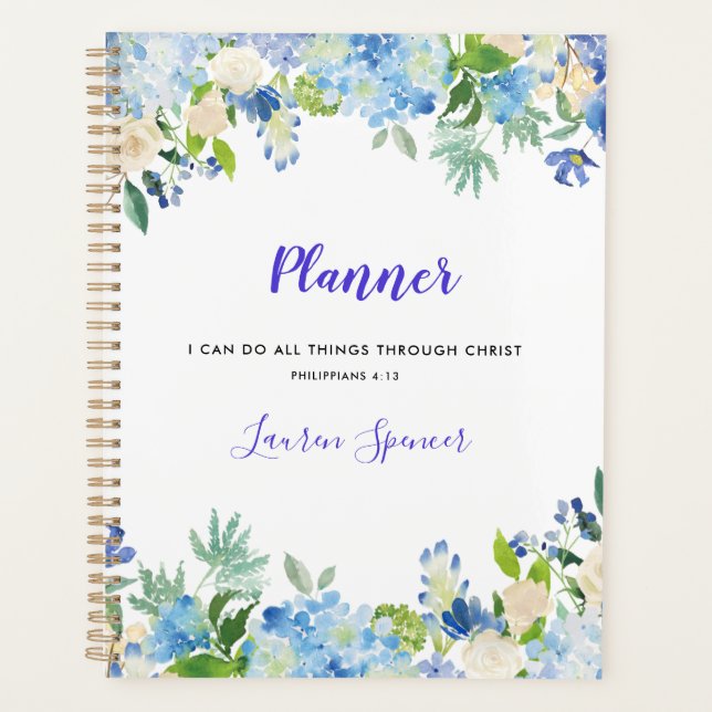 Personalized Watercolor Floral Christian Planner (Front)