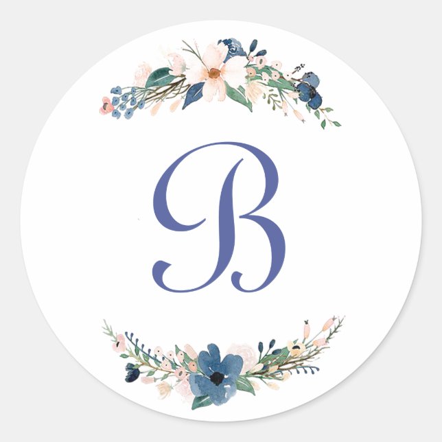 Personalized watercolor floral classic round sticker (Front)