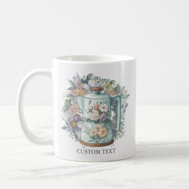 Personalized Watercolor Floral Coffee Mug (Left)