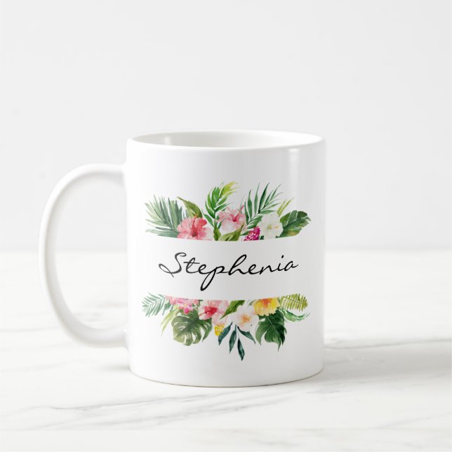 Personalized  watercolor floral coffee mug (Left)