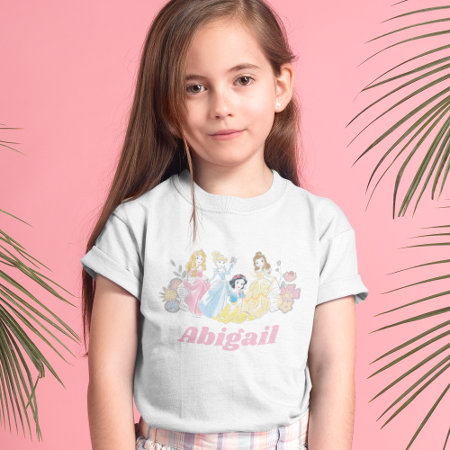 Personalized Watercolor Floral Disney Princess T-shirt