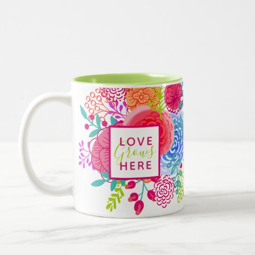 Personalized Watercolor Floral Love Two_Tone Coffe Two_Tone Coffee Mug
