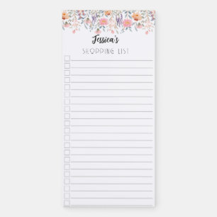Personalized Watercolor Floral Magnetic Notepad