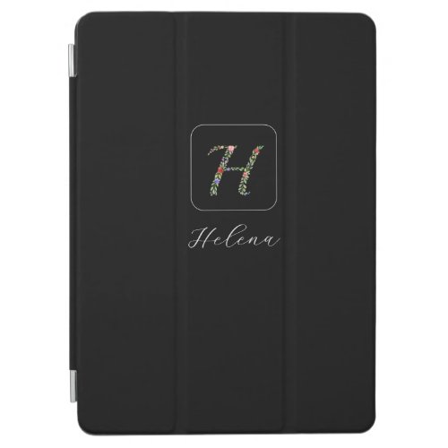Personalized Watercolor Floral Monogram Letter H iPad Air Cover
