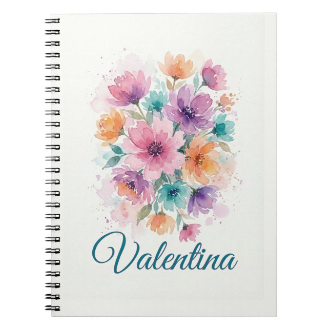 Personalized Watercolor Floral Name Notebook (Front)