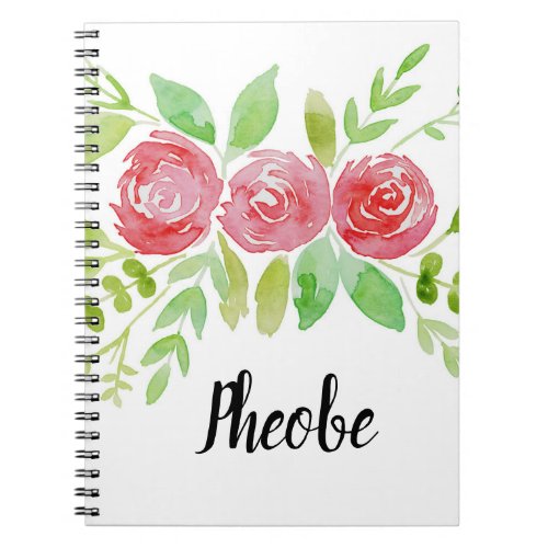 Personalized Watercolor Floral Notebook