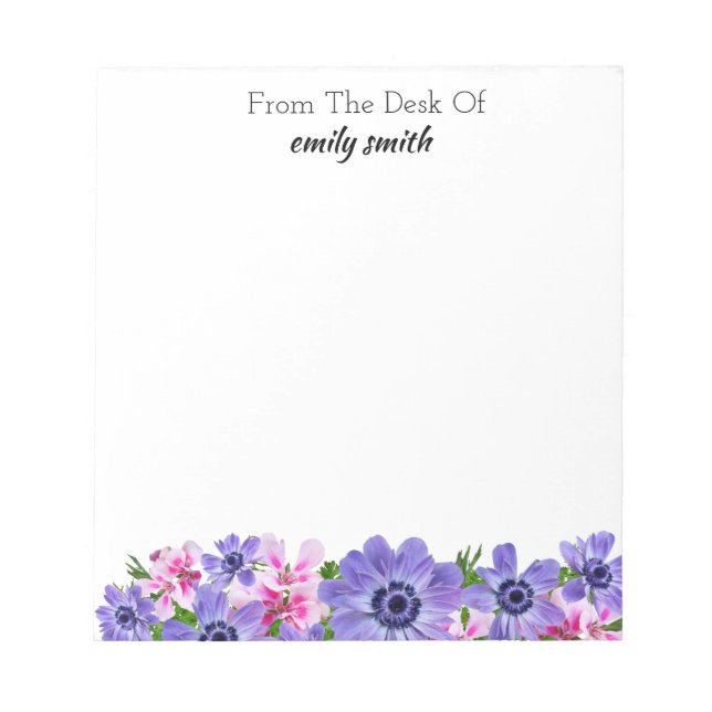 Personalized  Watercolor Floral Notepad (Front)