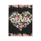 Personalized Watercolor Floral Pink Rose HEART