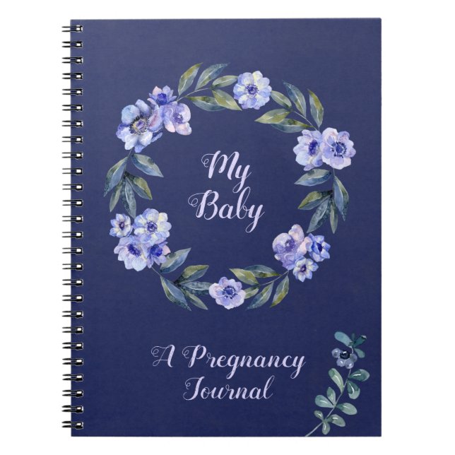Personalized Watercolor Floral Pregnancy Journal (Front)
