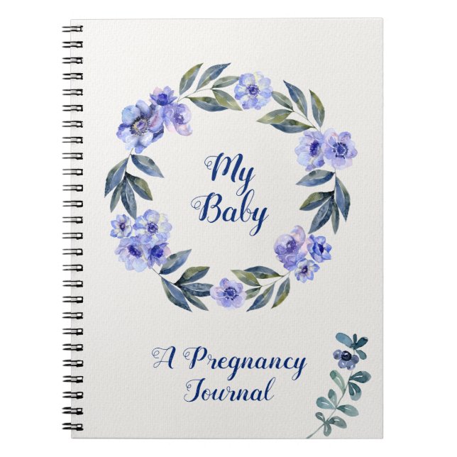 Personalized Watercolor Floral Pregnancy Journal (Front)