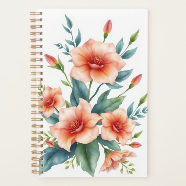 Personalized Watercolor Floral Print Planner (Front)