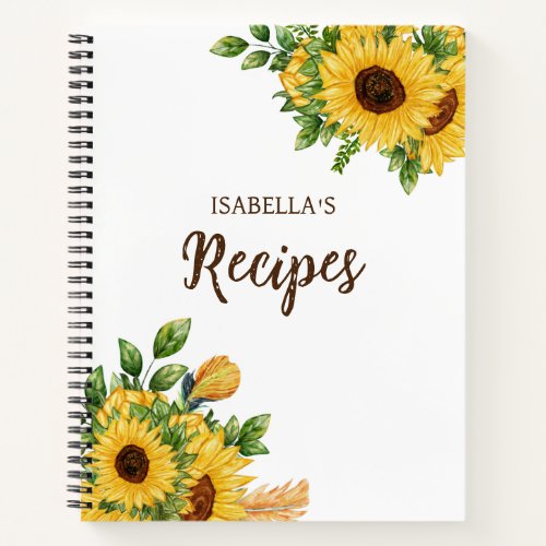 Personalized Watercolor Floral Recipe Notebook