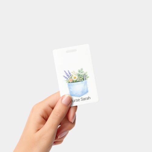 Personalized Watercolor Floral Scrubs Pocket Badge