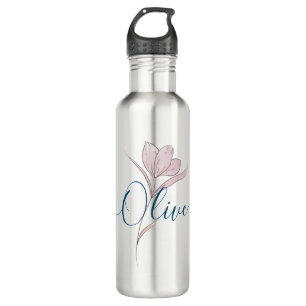Personalized Watercolor Floral Sketch Custom Stainless Steel Water Bottle