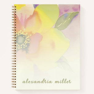Personalized Watercolor Floral Spiral Notebook