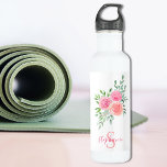 Personalized Watercolor Floral Stainless Steel Water Bottle<br><div class="desc">This pretty water bottle is decorated with a watercolor bouquet of roses and foliage in shades of pink, coral, and green. A text template is included to personalize this design with your name and monogram making this water bottle unique to you. Use the Customize Further option to change the text...</div>