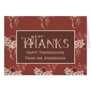 Personalized Watercolor Floral Thanksgiving Cards