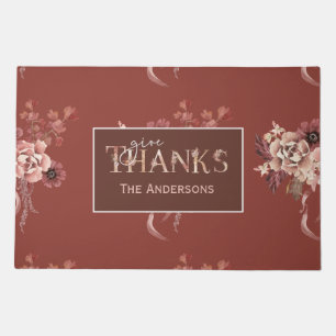 Personalized Watercolor Floral Thanksgiving Doormat