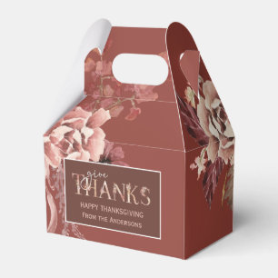Personalized Watercolor Floral Thanksgiving Favor Boxes