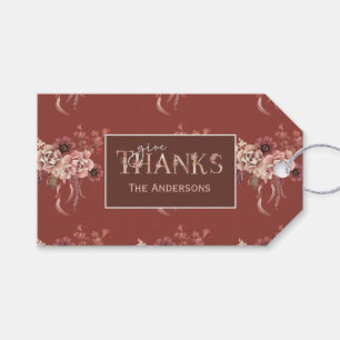 Personalized Watercolor Floral Thanksgiving Gift Tags