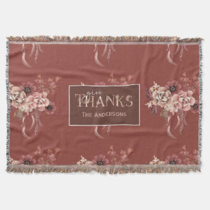 Personalized Watercolor Floral Thanksgiving Throw Blanket