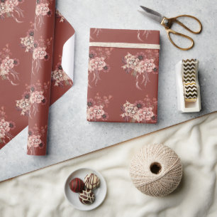 Personalized Watercolor Floral Thanksgiving Wrapping Paper