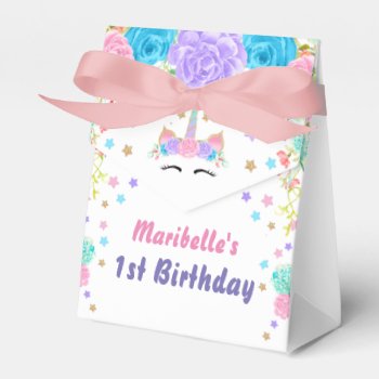 Personalized Watercolor Floral Unicorn Birthday Favor Boxes by TiffsSweetDesigns at Zazzle