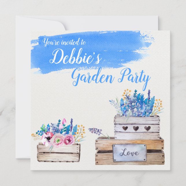 Personalized Watercolor Flower Boxes Invitation (Front)