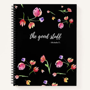 Personalized watercolor flower design with Name Notebook