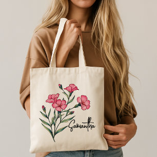 Personalized Watercolor Flower Tote Bag for Women