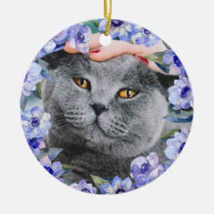 Personalized Watercolor Flowers Ceramic Ornament