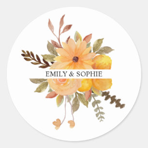 Personalized Watercolor Flowers Classic Round Sticker