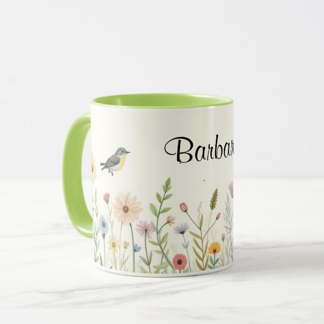 Personalized Watercolor Flowers Coffee Mug (Front Left)