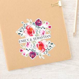 Personalized Watercolor Flowers Sticker