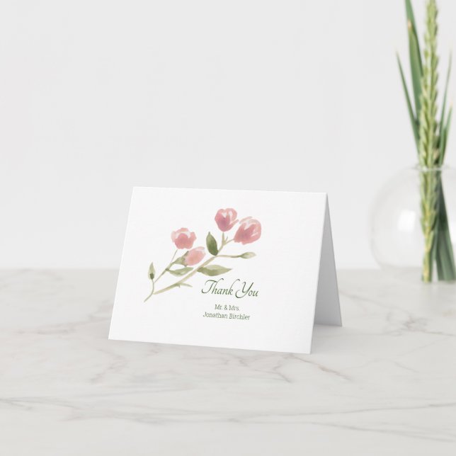Personalized Watercolor Folded Thank You Card (Front)