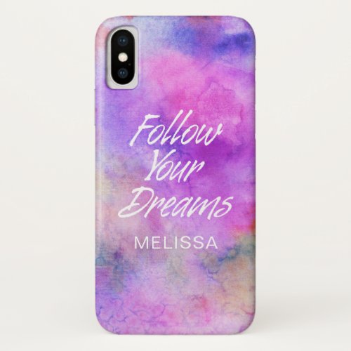 Personalized Watercolor Follow your Dreams OtterBo iPhone X Case