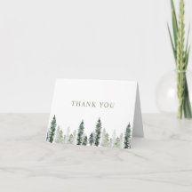 Personalized Watercolor Forest Folded Thank You