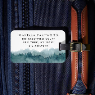 Personalized Watercolor Forest Luggage Tag