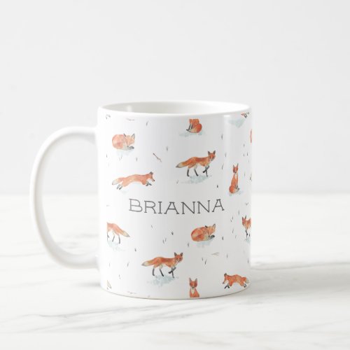 Personalized Watercolor Fox Coffee Mug