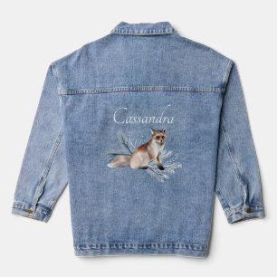 Personalized Watercolor Fox Monogrammed Jean Denim Jacket