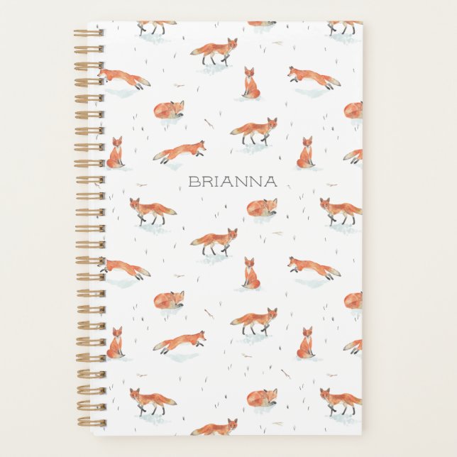 Personalized Watercolor Fox Planner (Front)