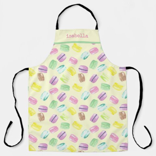 Personalized Watercolor French Macarons Macaroons Apron