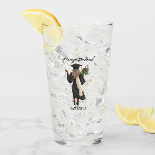 Personalized Watercolor Graduation (10) Glass