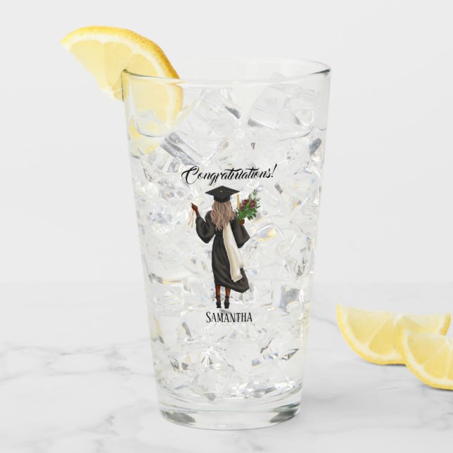 Personalized Watercolor Graduation (10) Glass (Front Ice)