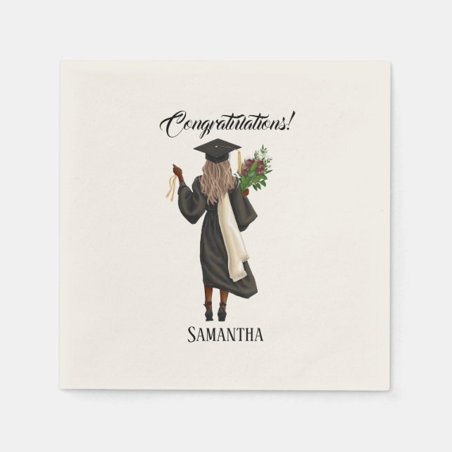 Personalized Watercolor Graduation (10) Napkins (Front)