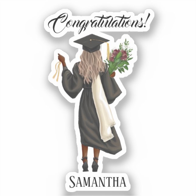 Personalized Watercolor Graduation (10) Sticker (Front)