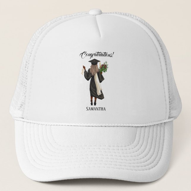 Personalized Watercolor Graduation (10) Trucker Hat (Front)