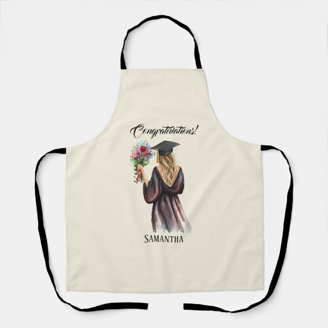 Personalized Watercolor Graduation (11) Apron (Front)